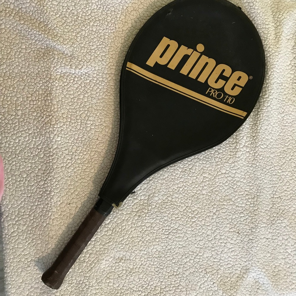 Prince Pro 110 Tennis Racquet Vintage 1987 Oversize 4 1/4 Grip with Cover Black